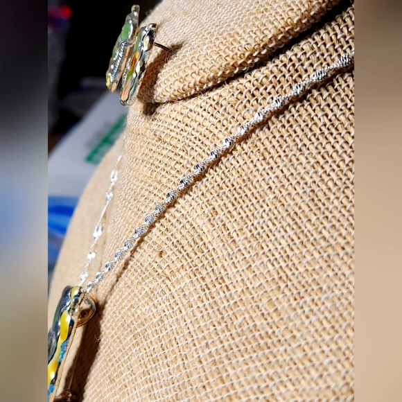 NWT Abstract Ceramic Necklace Earrings Set - Picture 2 of 3